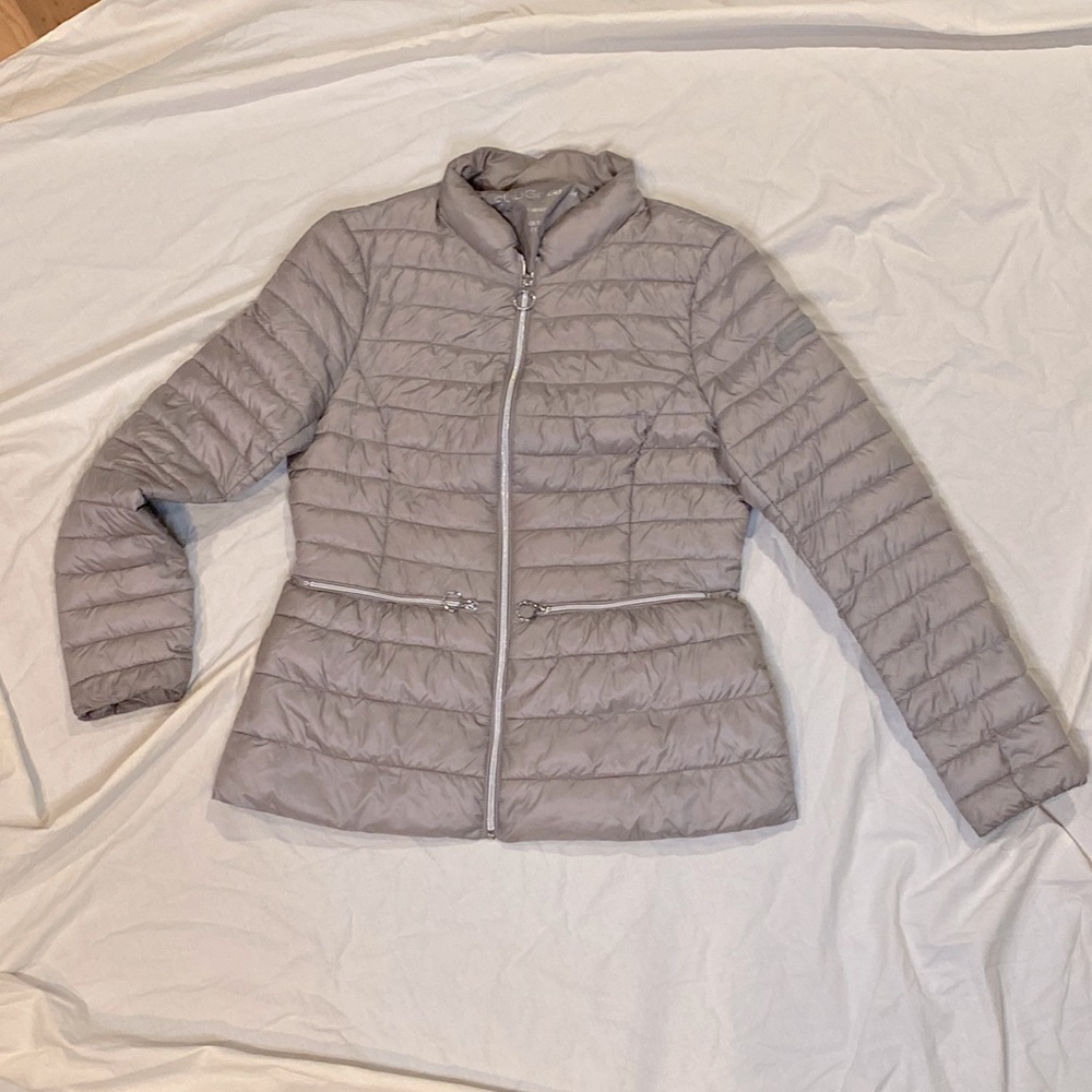 BCBGeneration Light Taupe Quilted Puffer Jacket